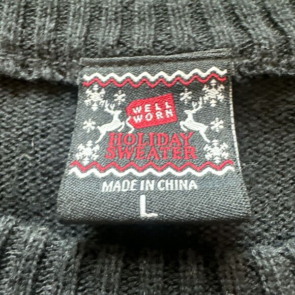 Well Worn Holiday Sweater Men’s Large Ugly Christmas With Beer Coozy Stocking - Picture 6 of 10